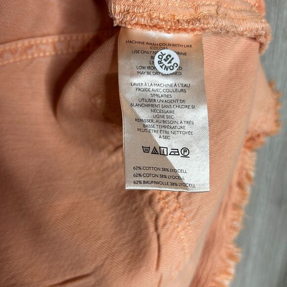 Pilcro Anthropologie Mini Skirt Denim Soft Raw Hem Pleated Peach Orange Size 6 - Picture 6 of 7